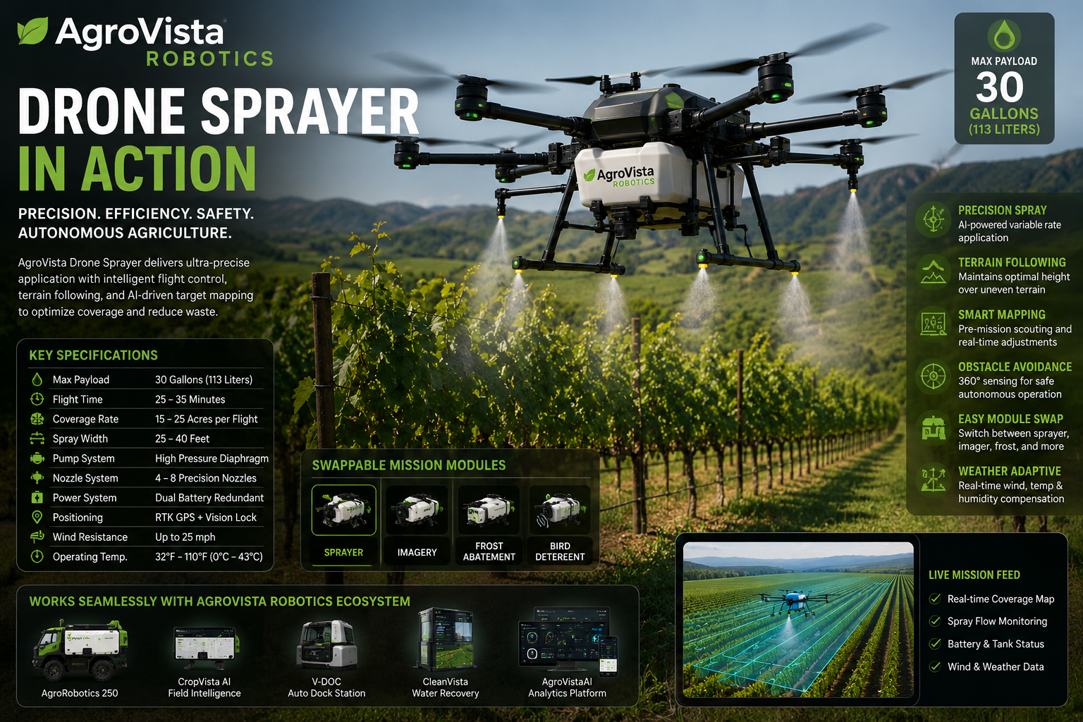 AgroVista drone sprayer in action