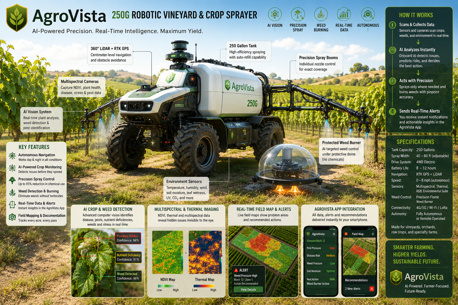 AgroVista 250G robotic vineyard and crop sprayer concept